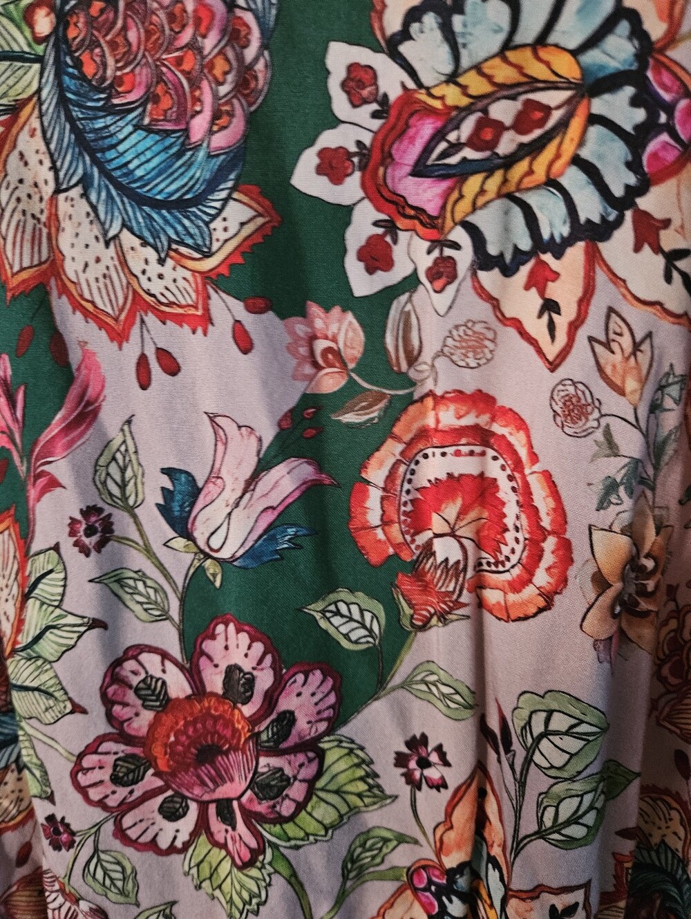 Natural Life Floral Tie Front Peplum Top Blouse Green Pink XL - Picture 5 of 5